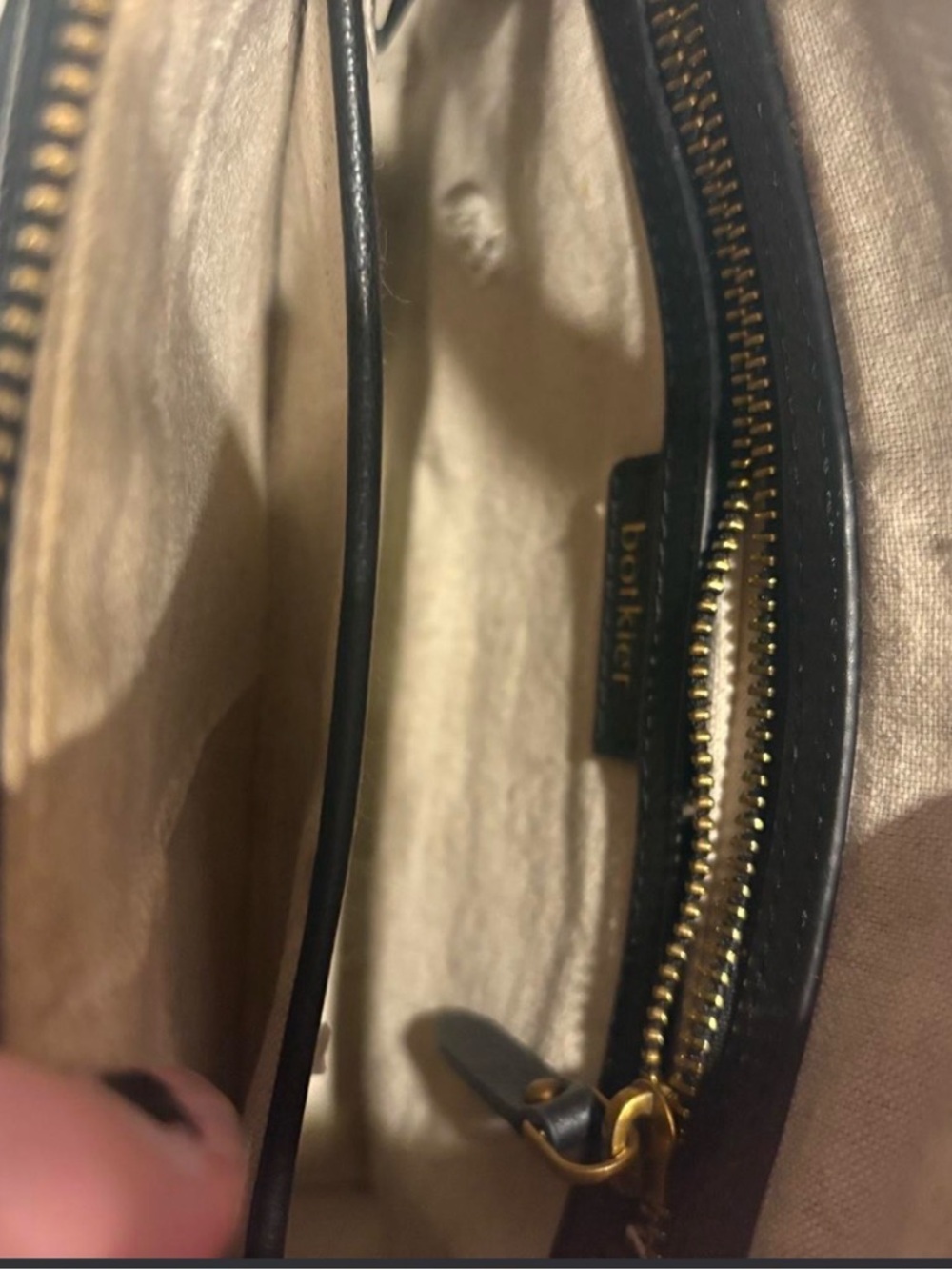Botkier Black Leather Crossbody with Gold V-Bar Accent - Picture 3 of 4
